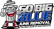 Go Big Blue Junk Removal logo of a trash car and company name